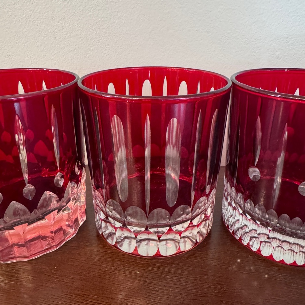 Set of 4 William Sonoma Garnet Old Fashioned Glasses - Picture 3 of 7